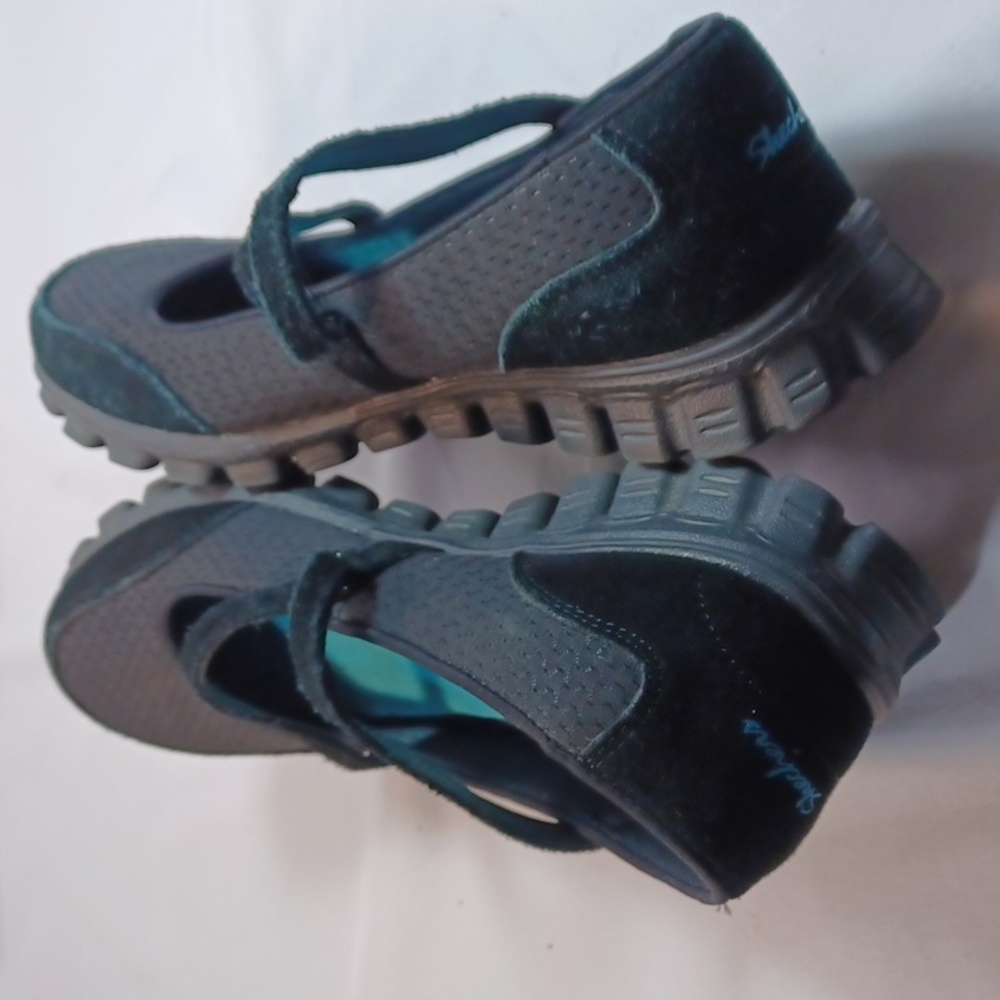 Skechers Women's Slip-On Mary Jane Sneakers - Black & Teal 7.5 M - Picture 7 of 9